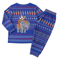 Cambodia Christmas Pajama Set with Santa in Traditional Outfit Elephant Dancers and Snowflake Pattern - Wonder Print Shop