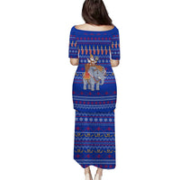 Cambodia Christmas Puletasi with Santa in Traditional Outfit Elephant Dancers and Snowflake Pattern - Wonder Print Shop