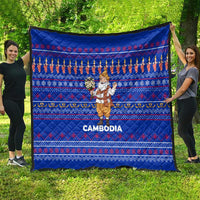Cambodia Christmas Quilt with Santa in Traditional Outfit Elephant Dancers and Snowflake Pattern - Wonder Print Shop