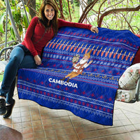 Cambodia Christmas Quilt with Santa in Traditional Outfit Elephant Dancers and Snowflake Pattern - Wonder Print Shop