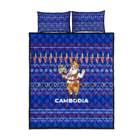 Cambodia Christmas Quilt Bed Set with Santa in Traditional Outfit Elephant Dancers and Snowflake Pattern - Wonder Print Shop