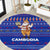Cambodia Christmas Round Carpet with Santa in Traditional Outfit Elephant Dancers and Snowflake Pattern - Wonder Print Shop