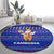 Cambodia Christmas Round Carpet with Santa in Traditional Outfit Elephant Dancers and Snowflake Pattern - Wonder Print Shop