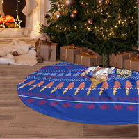 Cambodia Christmas Tree Skirt with Santa in Traditional Outfit Elephant Dancers and Snowflake Pattern - Wonder Print Shop