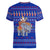 Cambodia Christmas Women V-Neck T-Shirt with Santa in Traditional Outfit Elephant Dancers and Snowflake Pattern - Wonder Print Shop