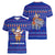 Cambodia Christmas Women V-Neck T-Shirt with Santa in Traditional Outfit Elephant Dancers and Snowflake Pattern - Wonder Print Shop