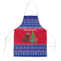 Cambodia Christmas Apron with Buffalo Children Holiday Tree Snowflakes and Khmer Pattern Design - Wonder Print Shop