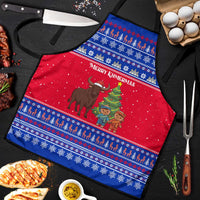 Cambodia Christmas Apron with Buffalo Children Holiday Tree Snowflakes and Khmer Pattern Design - Wonder Print Shop