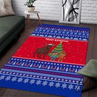 Cambodia Christmas Area Rug with Buffalo Children Holiday Tree Snowflakes and Khmer Pattern Design - Wonder Print Shop