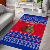 Cambodia Christmas Area Rug with Buffalo Children Holiday Tree Snowflakes and Khmer Pattern Design - Wonder Print Shop