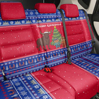 Cambodia Christmas Back Car Seat Cover with Buffalo Children Holiday Tree Snowflakes and Khmer Pattern Design - Wonder Print Shop