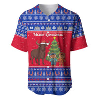 Cambodia Christmas Baseball Jersey with Buffalo Children Holiday Tree Snowflakes and Khmer Pattern Design - Wonder Print Shop