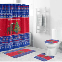 Cambodia Christmas Bathroom Set with Buffalo Children Holiday Tree Snowflakes and Khmer Pattern Design - Wonder Print Shop