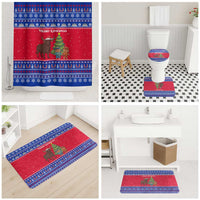 Cambodia Christmas Bathroom Set with Buffalo Children Holiday Tree Snowflakes and Khmer Pattern Design - Wonder Print Shop