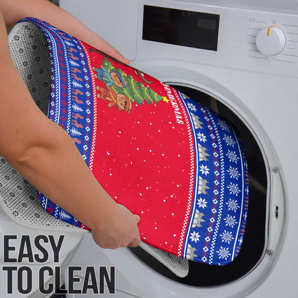 Cambodia Christmas Bathroom Set with Buffalo Children Holiday Tree Snowflakes and Khmer Pattern Design - Wonder Print Shop