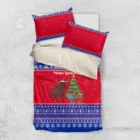 Cambodia Christmas Bedding Set with Buffalo Children Holiday Tree Snowflakes and Khmer Pattern Design - Wonder Print Shop