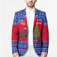Cambodia Christmas Blazer with Buffalo Children Holiday Tree Snowflakes and Khmer Pattern Design - Wonder Print Shop