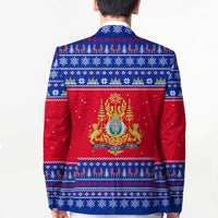 Cambodia Christmas Blazer with Buffalo Children Holiday Tree Snowflakes and Khmer Pattern Design - Wonder Print Shop