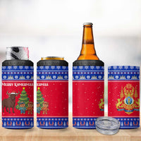 Cambodia Christmas 4 in 1 Can Cooler Tumbler with Buffalo Children Holiday Tree Snowflakes and Khmer Pattern Design - Wonder Print Shop