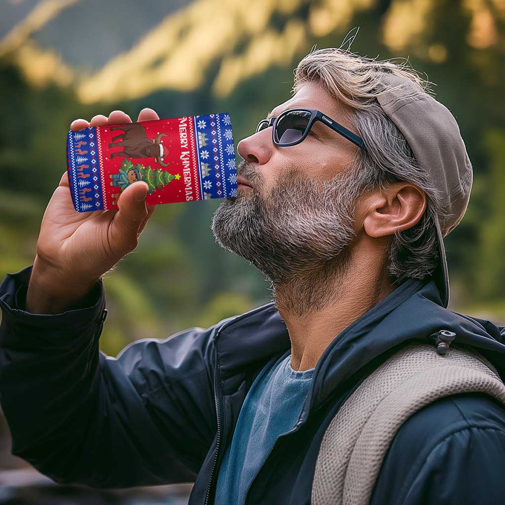 Cambodia Christmas 4 in 1 Can Cooler Tumbler with Buffalo Children Holiday Tree Snowflakes and Khmer Pattern Design - Wonder Print Shop