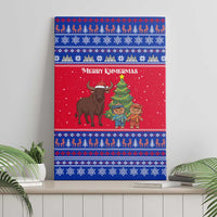 Cambodia Christmas Canvas Wall Art with Buffalo Children Holiday Tree Snowflakes and Khmer Pattern Design - Wonder Print Shop