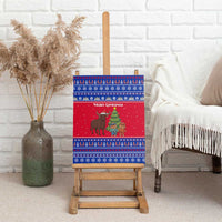 Cambodia Christmas Canvas Wall Art with Buffalo Children Holiday Tree Snowflakes and Khmer Pattern Design - Wonder Print Shop