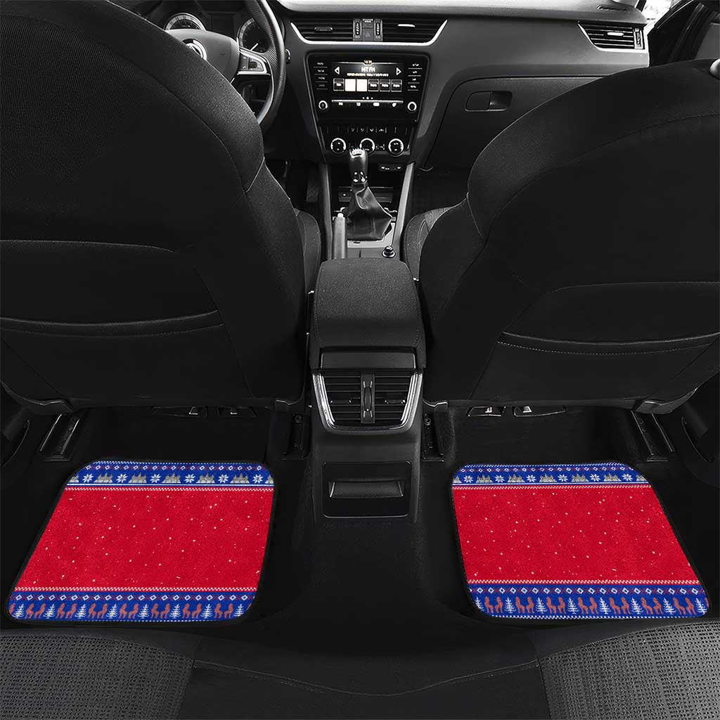 Cambodia Christmas Car Mats with Buffalo Children Holiday Tree Snowflakes and Khmer Pattern Design - Wonder Print Shop