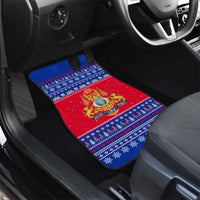 Cambodia Christmas Car Mats with Buffalo Children Holiday Tree Snowflakes and Khmer Pattern Design - Wonder Print Shop
