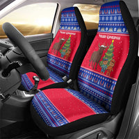Cambodia Christmas Car Seat Cover with Buffalo Children Holiday Tree Snowflakes and Khmer Pattern Design - Wonder Print Shop
