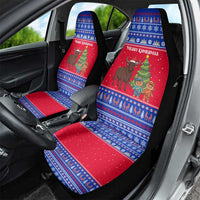Cambodia Christmas Car Seat Cover with Buffalo Children Holiday Tree Snowflakes and Khmer Pattern Design - Wonder Print Shop