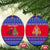 Cambodia Christmas Ceramic Ornament with Buffalo Children Holiday Tree Snowflakes and Khmer Pattern Design - Wonder Print Shop