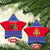 Cambodia Christmas Ceramic Ornament with Buffalo Children Holiday Tree Snowflakes and Khmer Pattern Design - Wonder Print Shop