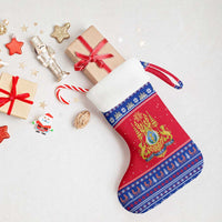 Cambodia Christmas Stocking with Buffalo Children Holiday Tree Snowflakes and Khmer Pattern Design - Wonder Print Shop