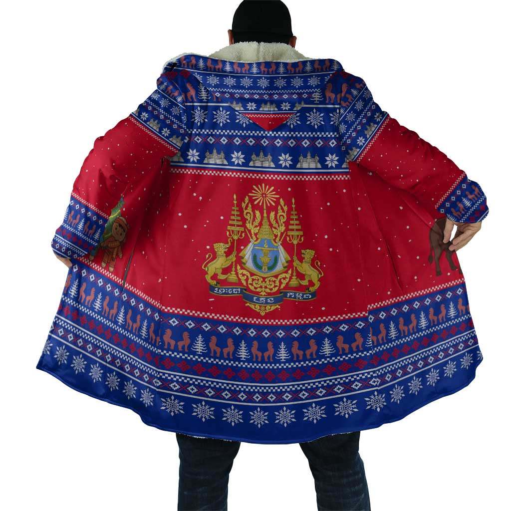 Cambodia Christmas Cloak with Buffalo Children Holiday Tree Snowflakes and Khmer Pattern Design - Wonder Print Shop