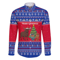 Cambodia Christmas Family Matching Long Sleeve Bodycon Dress and Hawaiian Shirt with Buffalo Children Holiday Tree Snowflakes and Khmer Pattern Design - Wonder Print Shop