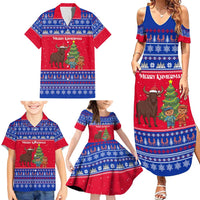 Cambodia Christmas Family Matching Summer Maxi Dress and Hawaiian Shirt with Buffalo Children Holiday Tree Snowflakes and Khmer Pattern Design - Wonder Print Shop