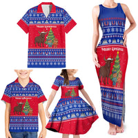 Cambodia Christmas Family Matching Tank Maxi Dress and Hawaiian Shirt with Buffalo Children Holiday Tree Snowflakes and Khmer Pattern Design - Wonder Print Shop