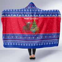 Cambodia Christmas Hooded Blanket with Buffalo Children Holiday Tree Snowflakes and Khmer Pattern Design - Wonder Print Shop
