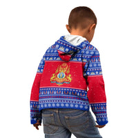 Cambodia Christmas Kid Hoodie with Buffalo Children Holiday Tree Snowflakes and Khmer Pattern Design - Wonder Print Shop