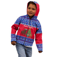 Cambodia Christmas Kid Hoodie with Buffalo Children Holiday Tree Snowflakes and Khmer Pattern Design - Wonder Print Shop