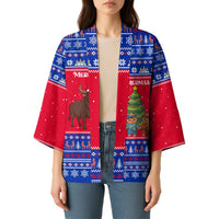 Cambodia Christmas Kimono with Buffalo Children Holiday Tree Snowflakes and Khmer Pattern Design - Wonder Print Shop