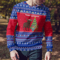 Cambodia Christmas Ugly Christmas Sweater with Buffalo Children Holiday Tree Snowflakes and Khmer Pattern Design - Wonder Print Shop