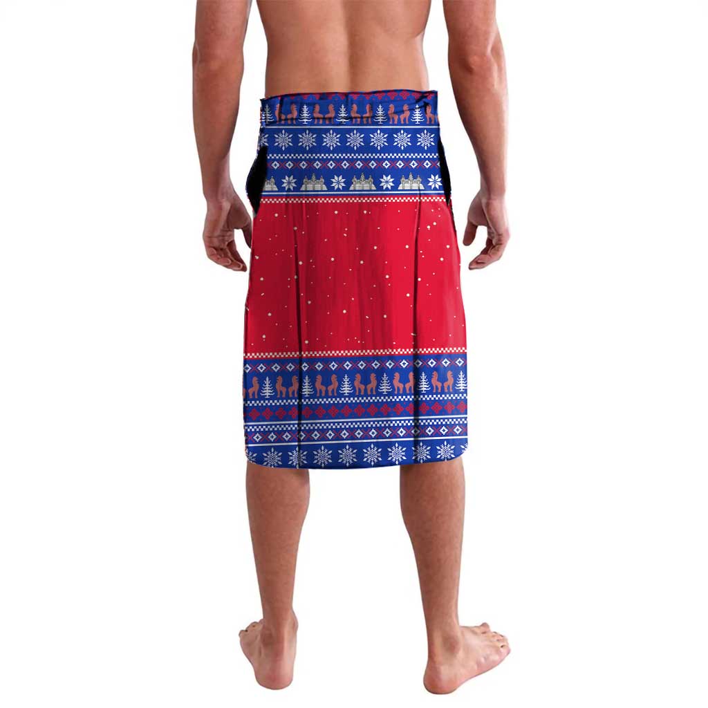 Cambodia Christmas Lavalava with Buffalo Children Holiday Tree Snowflakes and Khmer Pattern Design - Wonder Print Shop