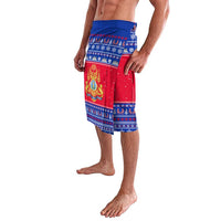Cambodia Christmas Lavalava with Buffalo Children Holiday Tree Snowflakes and Khmer Pattern Design - Wonder Print Shop
