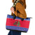 Cambodia Christmas Leather Tote Bag with Buffalo Children Holiday Tree Snowflakes and Khmer Pattern Design - Wonder Print Shop