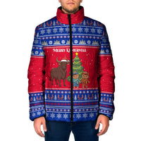 Cambodia Christmas Padded Jacket with Buffalo Children Holiday Tree Snowflakes and Khmer Pattern Design - Wonder Print Shop