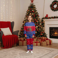 Cambodia Christmas Pajama Set with Buffalo Children Holiday Tree Snowflakes and Khmer Pattern Design - Wonder Print Shop