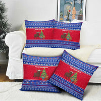 Cambodia Christmas Pillow Cover with Buffalo Children Holiday Tree Snowflakes and Khmer Pattern Design - Wonder Print Shop