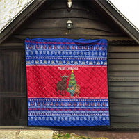 Cambodia Christmas Quilt with Buffalo Children Holiday Tree Snowflakes and Khmer Pattern Design - Wonder Print Shop