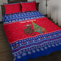 Cambodia Christmas Quilt Bed Set with Buffalo Children Holiday Tree Snowflakes and Khmer Pattern Design - Wonder Print Shop